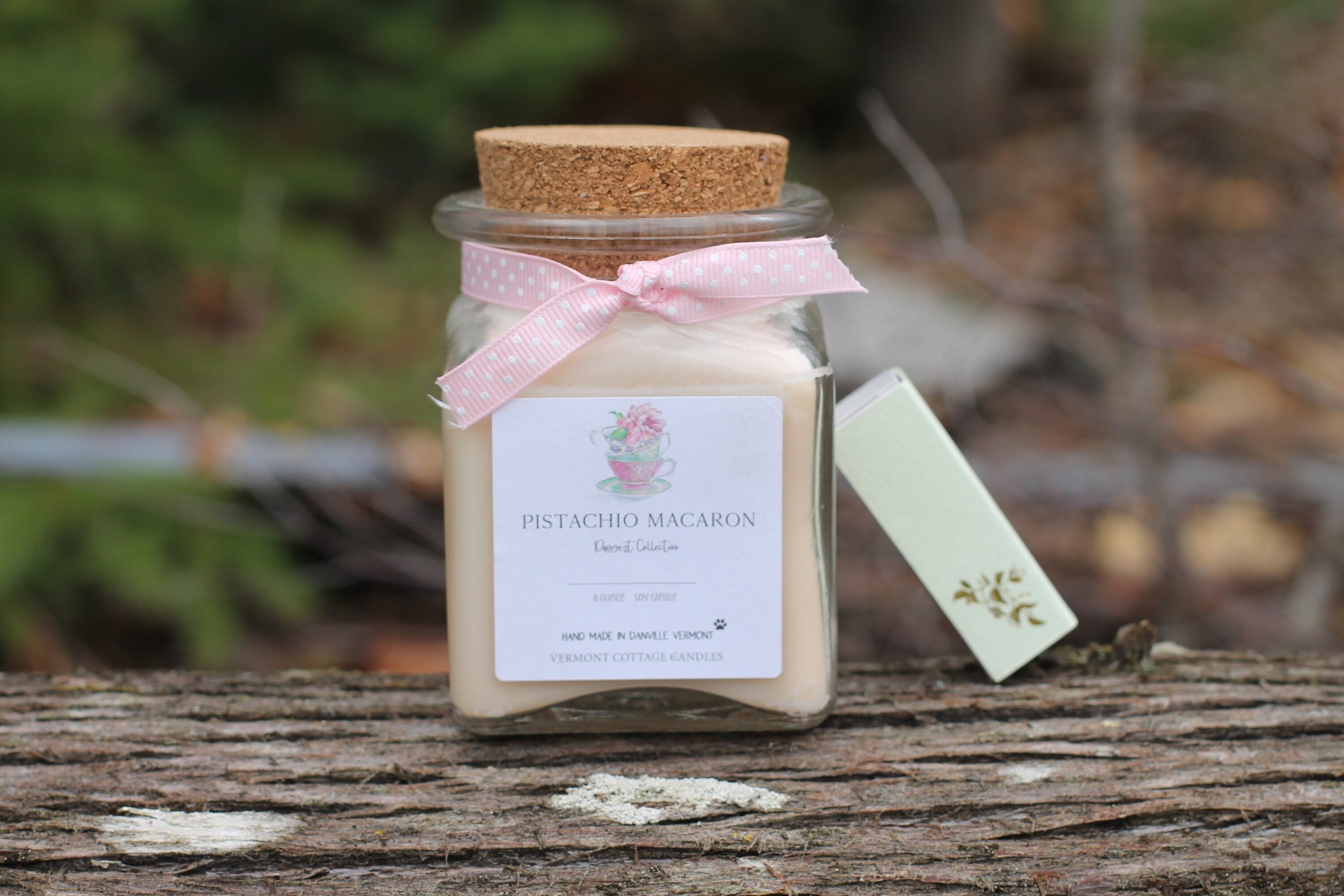 Dessert Collection Hand-poured Natural Soy Candle-8.5oz Recycled Glass with Cork Top