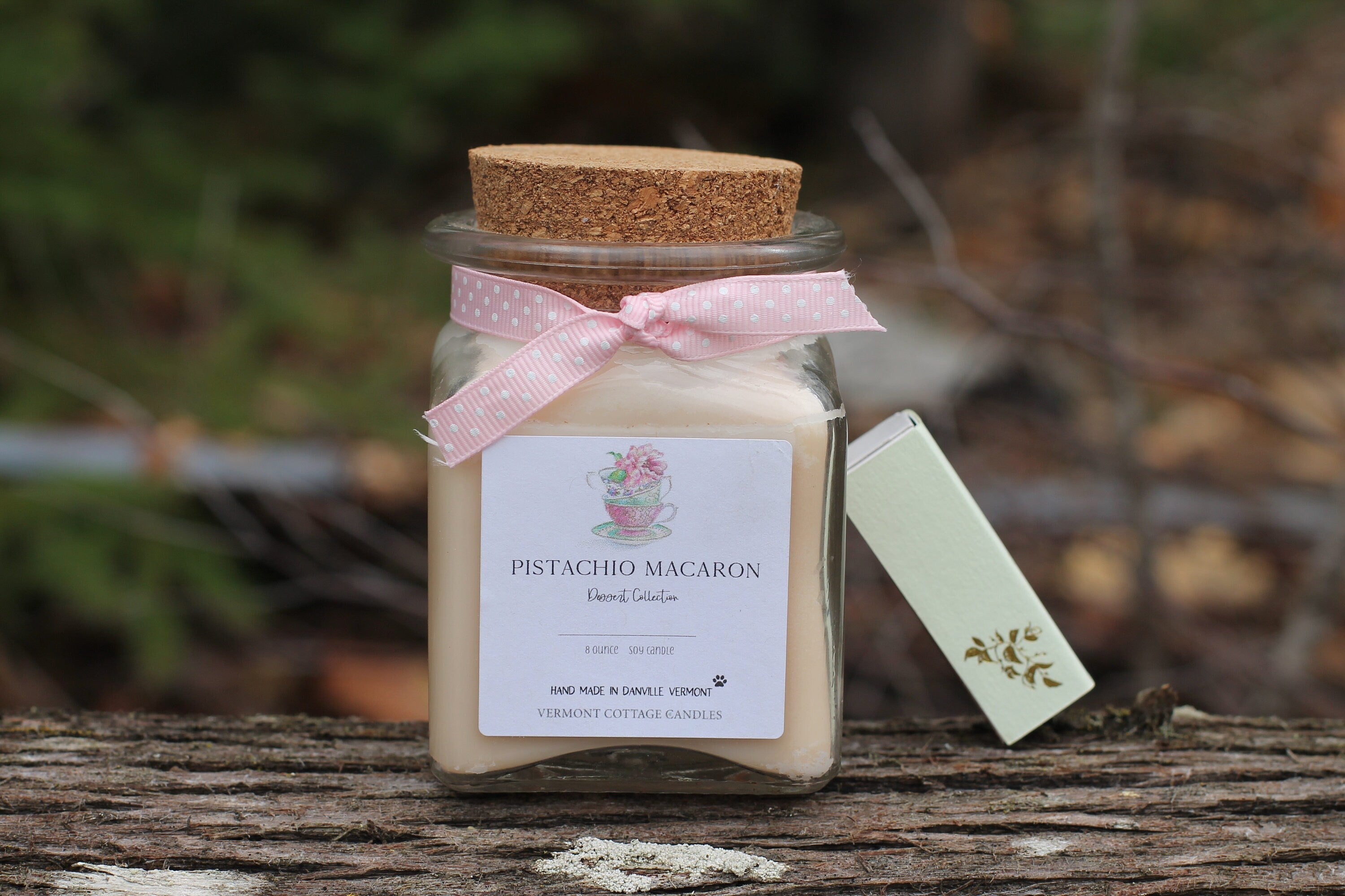 Dessert Collection Hand-poured Natural Soy Candle-8.5oz Recycled Glass with Cork Top