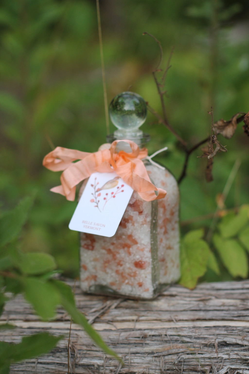 Aromatherapy Bath Soak-8.5oz Glass Bottle with Glass Top and Wooden Scoop