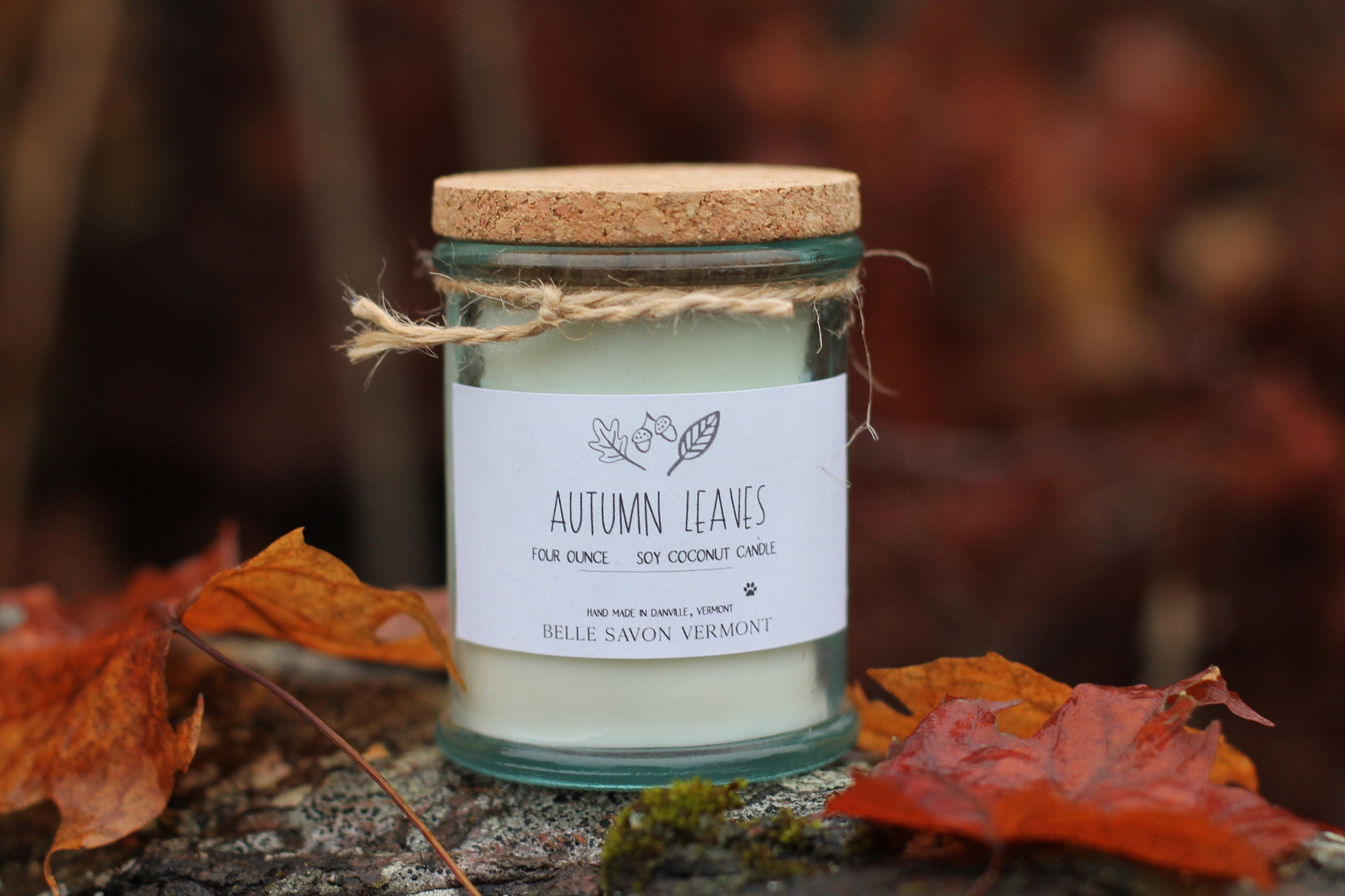 Coconut & Soy Wax Recycled Glass Container Candle-4 Ounce-Hand Poured in Vermont