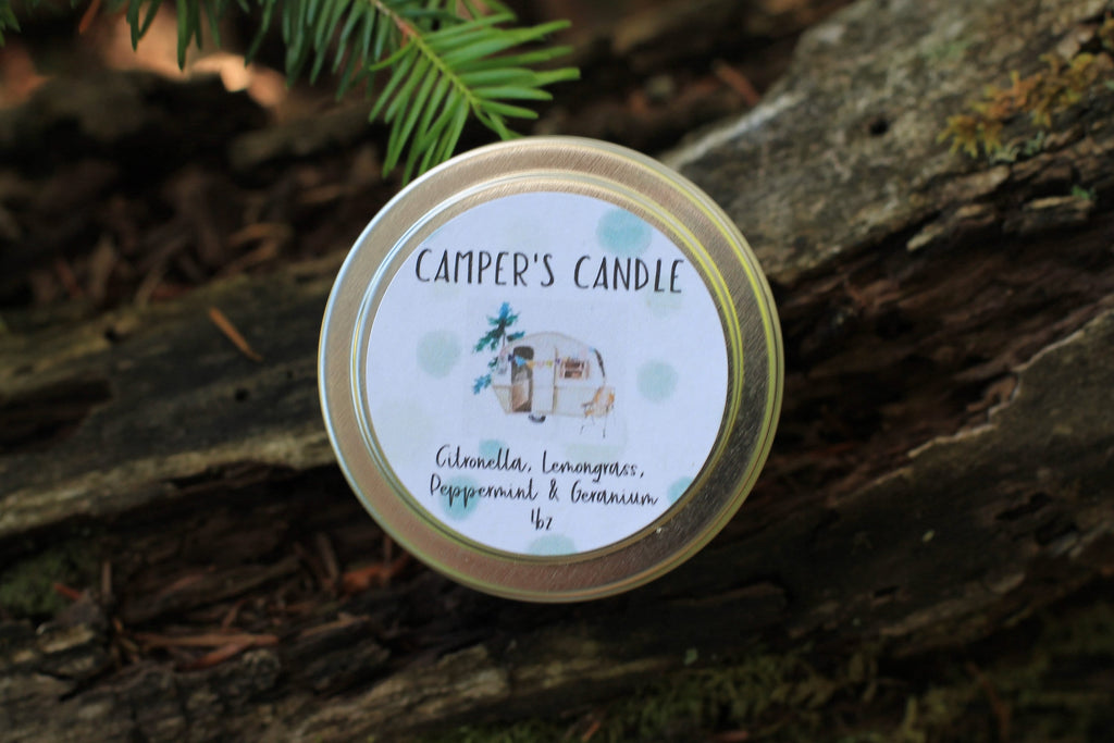 Camper Candle, Citronella Candle, Stop Bugging Me, Wood Wick Candle Tin, Vermont Travel Candle
