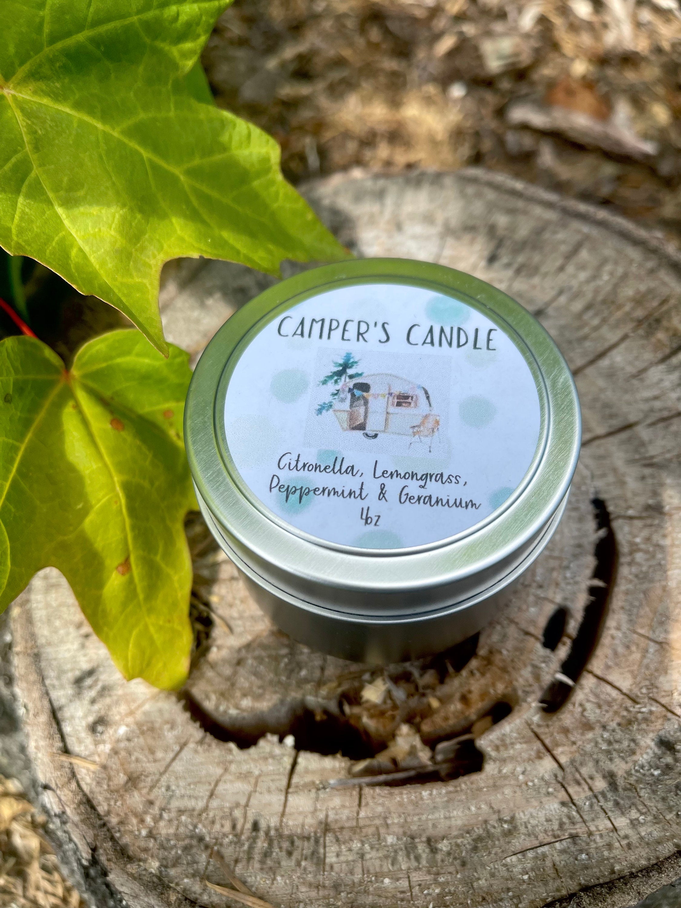 Camper Candle, Citronella Candle, Stop Bugging Me, Wood Wick Candle Tin, Vermont Travel Candle