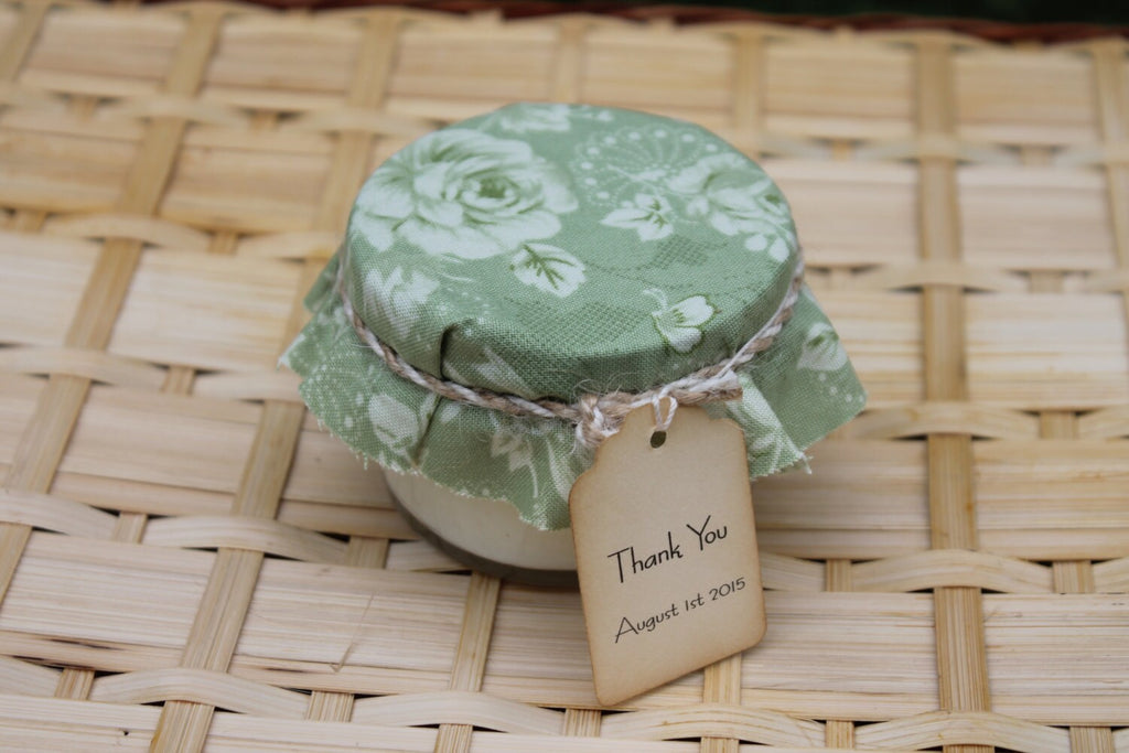 Fabric Covered Wedding Favor Candle 4oz Jar-Wedding-Baby-Bridal Shower-Soy Candle Favor Belle Savon Vermont