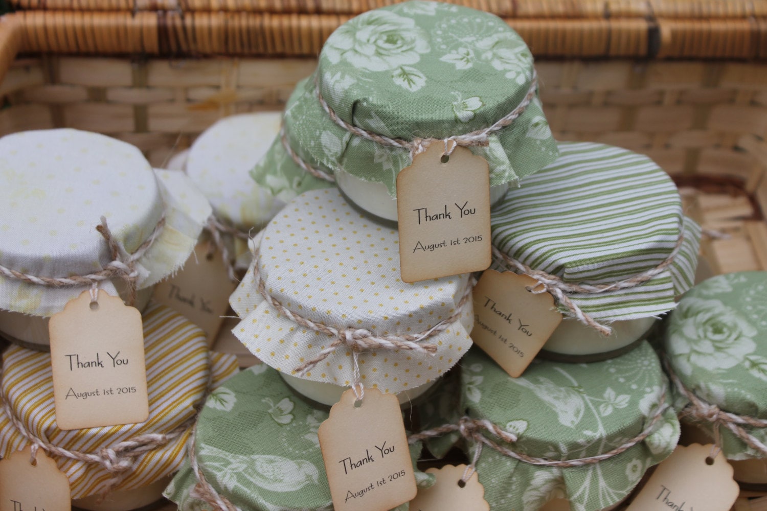 Fabric Covered Wedding Favor Candle 4oz Jar-Wedding-Baby-Bridal Shower-Soy Candle Favor Belle Savon Vermont