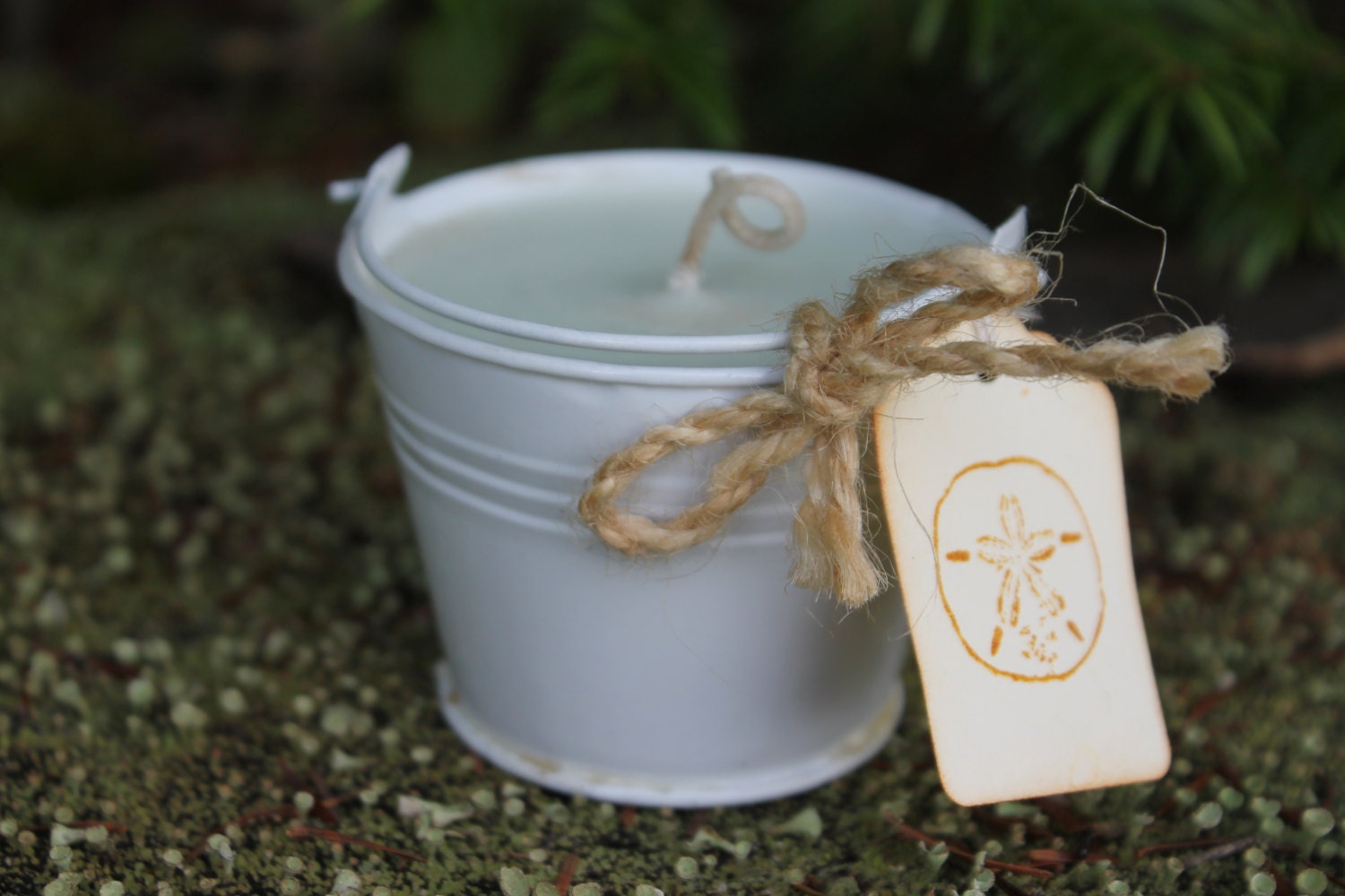 Beach Pail Candle Wedding-Shower Favor Candle 2oz White Metal Pail