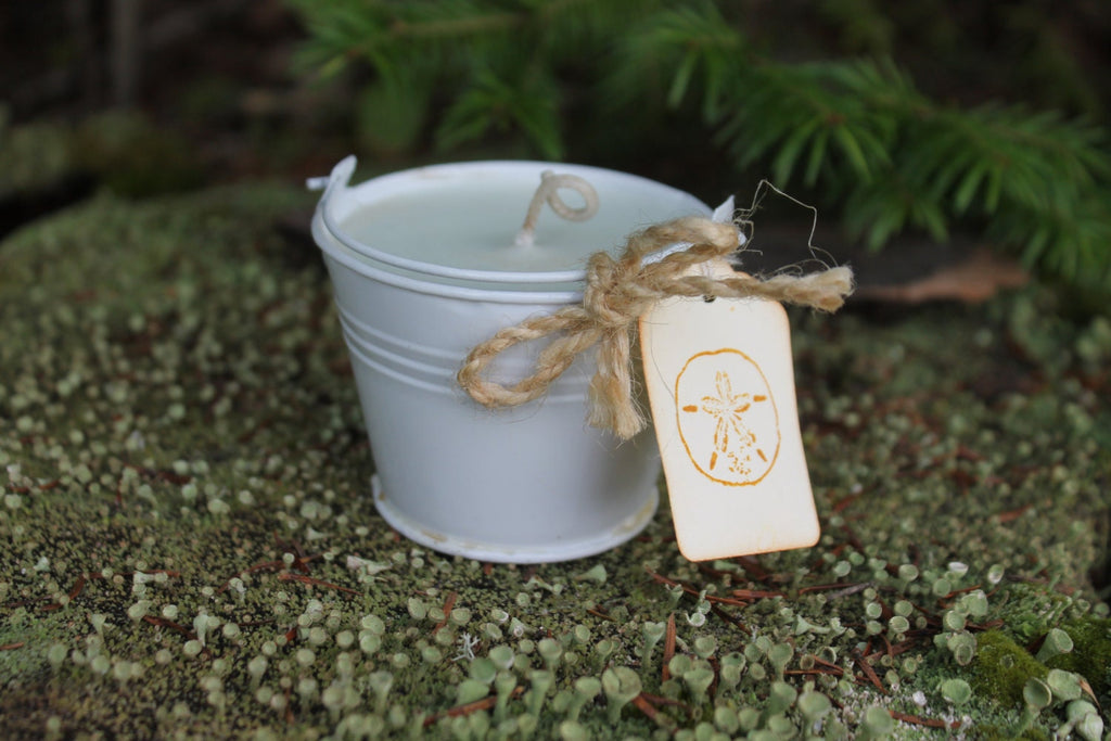 Beach Pail Candle Wedding-Shower Favor Candle 2oz White Metal Pail