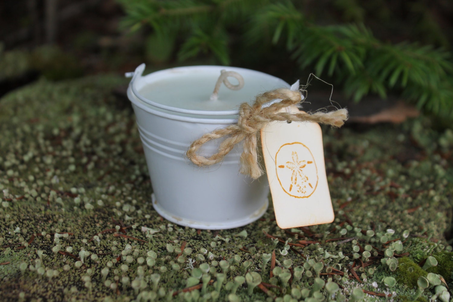 Beach Pail Candle Wedding-Shower Favor Candle 2oz White Metal Pail