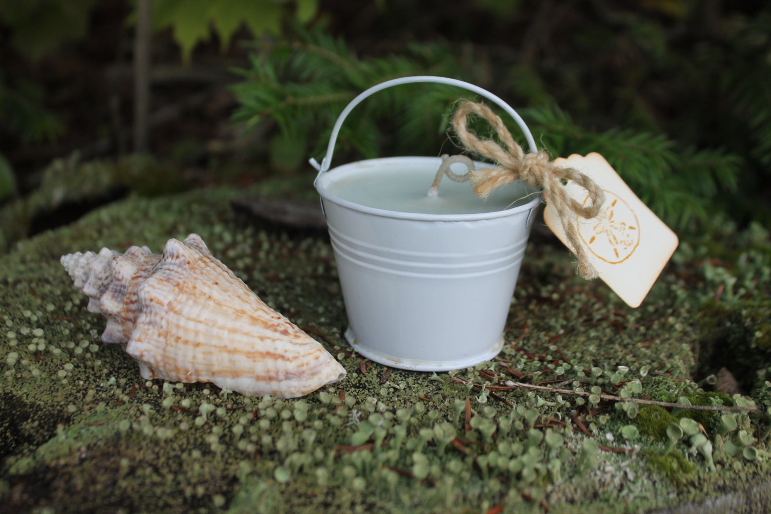 Beach Pail Candle Wedding-Shower Favor Candle 2oz White Metal Pail
