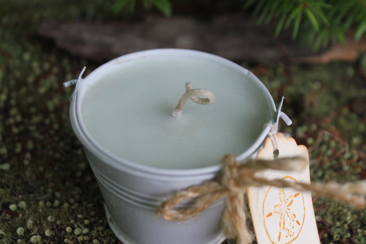 Beach Pail Candle Wedding-Shower Favor Candle 2oz White Metal Pail